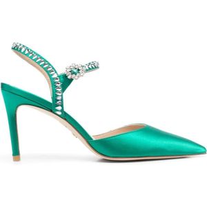 Stuart Weitzman, Gemcut Enkelbandpomp - Upgrade je schoenencollectie Groen, Dames, Maat:38 1/2 EU