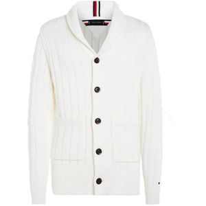 Tommy Hilfiger, Truien, Heren, Wit, L, Klassieke Shawl Cardigan