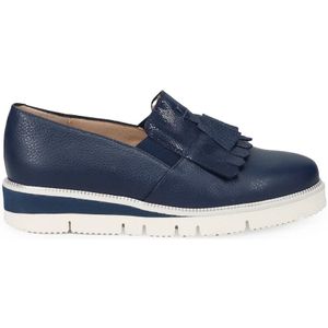 Sangiorgio, Schoenen, Dames, Blauw, 37 1/2 EU, Leer, Blauwe Franje Kwast Instap Sneakers