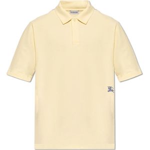 Burberry, Tops, Heren, Geel, 3Xl, Katoen, Polo shirt met geborduurd logo