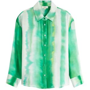 Suncoo, Blouses & Shirts, Dames, Veelkleurig, L, Groene Tie Dye Lange Mouw Shirt