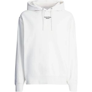Calvin Klein Jeans, Sweatshirts & Hoodies, Heren, Wit, S, Katoen, Witte Hoodie Lente/Zomer Mannen