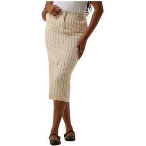 Selected Femme, Rokken, Dames, Beige, XL, Katoen, Zandkleurige Pencil Skirt