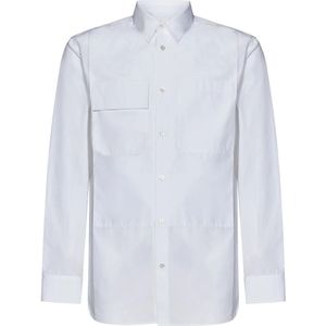 Jil Sander, Overhemden, Heren, Wit, L, Katoen, Witte Katoenen Overhemd met Ruime Pasvorm