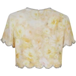 Zimmermann, Tops, Dames, Veelkleurig, XS, Linnen, Bloemen Schelp Top Crush Stijl