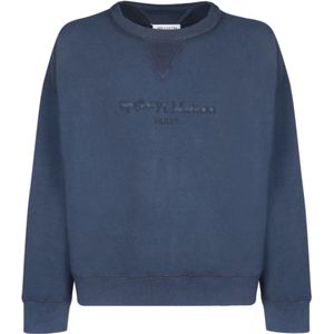 Maison Margiela, Sweatshirts & Hoodies, Heren, Blauw, M, Katoen, Vintage Katoenen Sweatshirt met Geborduurd Logo