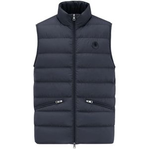 Moncler, Jassen, Heren, Blauw, XL, Nylon, Blauwe Mouwloze Puffer Vest