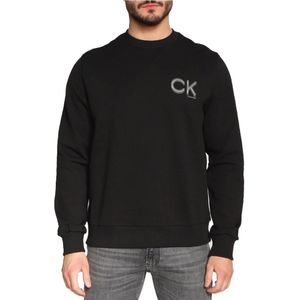 Calvin Klein, Heren Logo Crewneck Sweatshirt Zwart, Heren, Maat:S