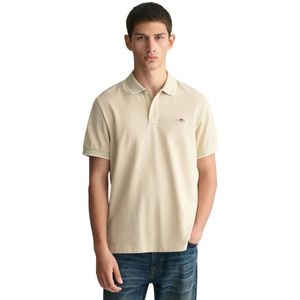 Gant, Tops, Heren, Beige, 3Xl, Katoen, Katoenen poloshirt met trimdetails