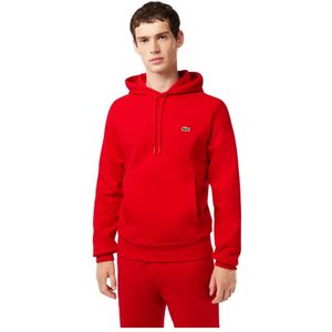 Lacoste, Sweatshirts & Hoodies, Heren, Rood, L, Katoen, Rode Basic Hoodie Heren