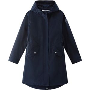 Woolrich, Lange zomer parka voor dames Blauw, Dames, Maat:S