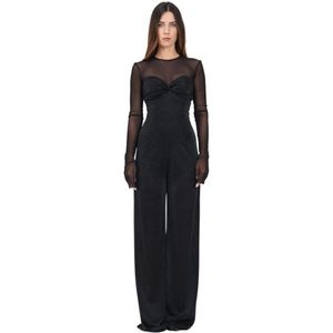 Simona Corsellini, Jumpsuits & Playsuits, Dames, Zwart, S, Elegante Zwarte Jumpsuit met Strikdetail