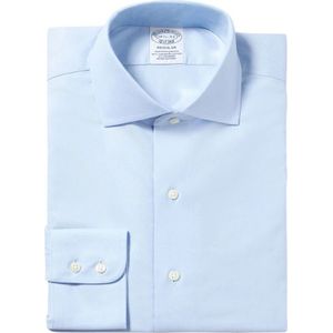 Brooks Brothers, Overhemden, Heren, Blauw, M, Katoen, Pastelblauw Slim-Fit Non-Iron Stretch Katoenen Overhemd met Engelse Spreidkraag