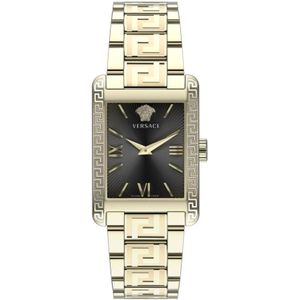 Versace, Accessoires, Dames, Geel, ONE Size, Gouden Roestvrijstalen Tonneau Horloge