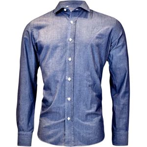 Salvatore Piccolo, Overhemden, Heren, Blauw, 3Xl, Denim, Vintage Denim Overhemd, Handgemaakt in Italië