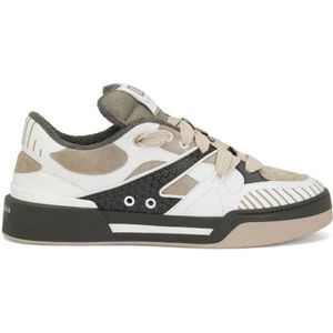 Dolce & Gabbana, Schoenen, Heren, Grijs, 40 1/2 EU, Leer, Grijze Sneakers met Platte Veters