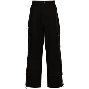 Represent, Broeken, Heren, Zwart, S, Katoen, Hoge Taille Rechte Pijp Cargo Broek