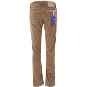 Jacob Cohën, Broeken, Heren, Bruin, W32, Denim, Khaki Bruine Slim-Fit Denim Broek