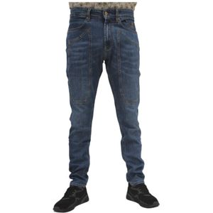 Jeckerson, Jeans, Heren, Blauw, W36, Slim Fit Patch Jeans met Interne Riem