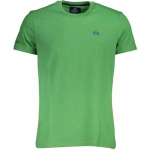 La Martina, Tops, Heren, Groen, 2Xl, Katoen, Groene Katoenen T-shirt met Geborduurd Logo
