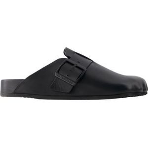 Balenciaga, Schoenen, Dames, Zwart, 39 EU, Leer, Zwarte Leren Sunday Slides