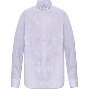 Giorgio Armani, Overhemden, Heren, Blauw, L, Katoen, Gestreept overhemd