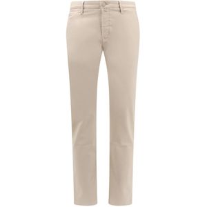 Jacob Cohën, Broeken, Heren, Beige, W35, Katoen, Beige Broek met Knopen en Ritssluiting