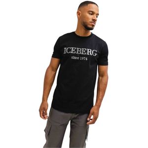 Iceberg, Tops, Heren, Zwart, XL, Katoen, 5D Logo T-Shirt Heren Zwart