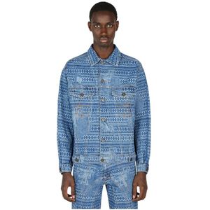 Ahluwalia, Grafische Denim Jas Blauw, Heren, Maat:M