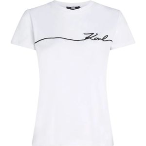 Karl Lagerfeld, Tops, Dames, Wit, L, Seizoenslogo T-shirt Wit