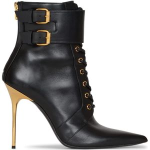 Balmain, Schoenen, Dames, Zwart, 36 EU, Leer, Uria leren enkellaarzen