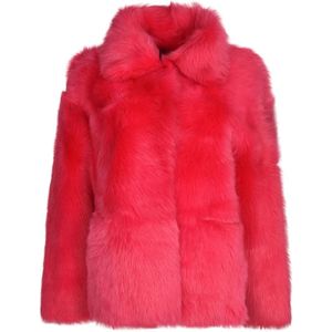 P.a.r.o.s.h., Jassen, Dames, Roze, S, Fuchsia Faux Fur Shearling Jacket