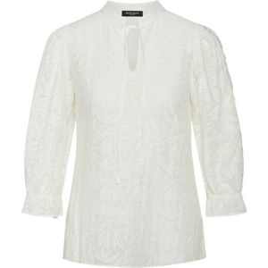 Bruuns Bazaar, Vrouwelijke Blouse met Kinakraag en Geborduurde Mouwen Wit, Dames, Maat:M