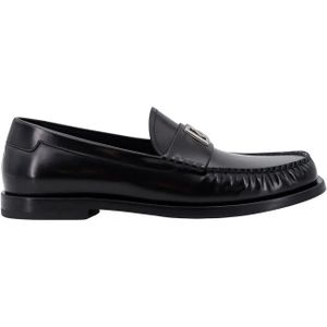 Dolce & Gabbana, Schoenen, Heren, Zwart, 42 1/2 EU, Leer, Zwarte Leren Loafers voor Heren