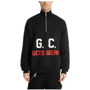 Gcds, Sweatshirts & Hoodies, Heren, Zwart, M, Katoen, Gebloemde Sweatshirt met Rits en Logo