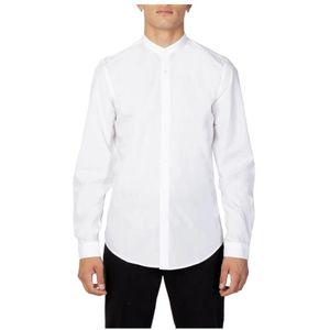 Antony Morato, Overhemden, Heren, Wit, 2Xl, Katoen, Witte Mandarin Kraag Katoenen Overhemd