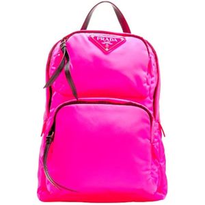 Prada Vintage, Pre-owned, Dames, Roze, ONE Size, Nylon, Pre-owned Canvas backpacks