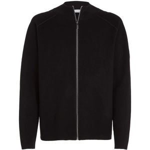 Calvin Klein, Sweatshirts & Hoodies, Heren, Zwart, M, Stijlvolle Milano Stitch Zip Sweater