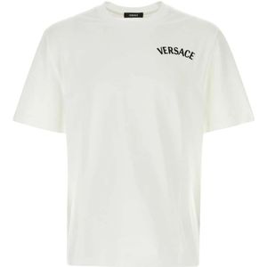 Versace, Witte katoenen T-shirt Wit, Heren, Maat:L