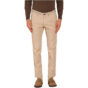 Mason's, Broeken, Heren, Beige, L, Katoen, Slim Fit Katoenen Chino Broek met Glen Check Patroon