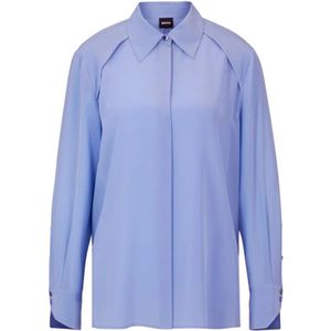 Hugo Boss, Blouses & Shirts, Dames, Paars, S, Bacie Zijden Overhemd - Lichtblauw