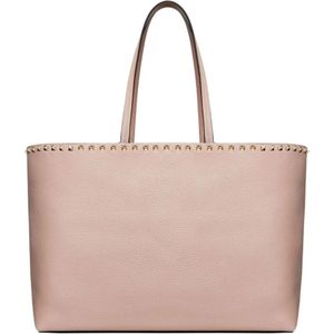 Valentino Garavani, Tassen, Dames, Roze, ONE Size, Leer, Roze Rockstud Leren Tote Tas