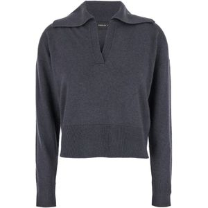 Federica Tosi, Truien, Dames, Grijs, XS, Wol, Grijze Polo Pull Sweater