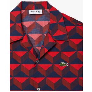 Lacoste, Overhemden, Heren, Rood, S, Polyester, Rode Casual Shirt met UV-bescherming