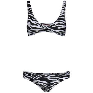 The Attico, Badkleding, Dames, Veelkleurig, S, Zebra-print Bikini met Torchon-details