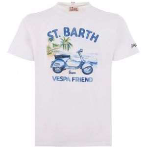 MC2 Saint Barth, Tops, Heren, Wit, XL, Katoen, Vespa Friend T-Shirt
