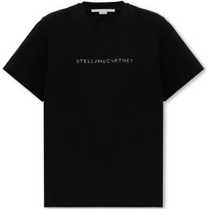 Stella McCartney, Tops, Dames, Zwart, M, Katoen, T-shirt met logo