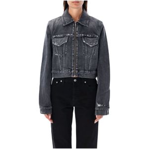 Givenchy, Zwarte Denim Cropped Jack - Aw 23 Collectie Zwart, Dames, Maat:S