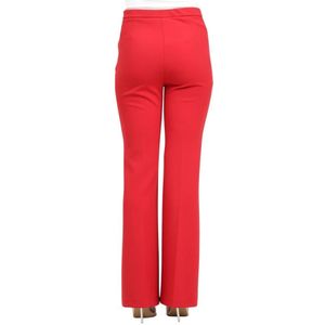 ViCOLO, Broeken, Dames, Rood, XS, Leer, Rode Elegante High-Waisted Straight-Leg Broek