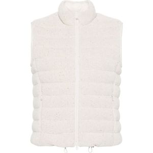 Brunello Cucinelli, Pailletversierd gewatteerd gilet Beige, Dames, Maat:S